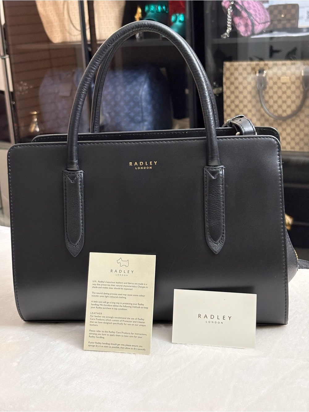 RADLEY LONDON Black Leather Structured Top-Handle Satchel